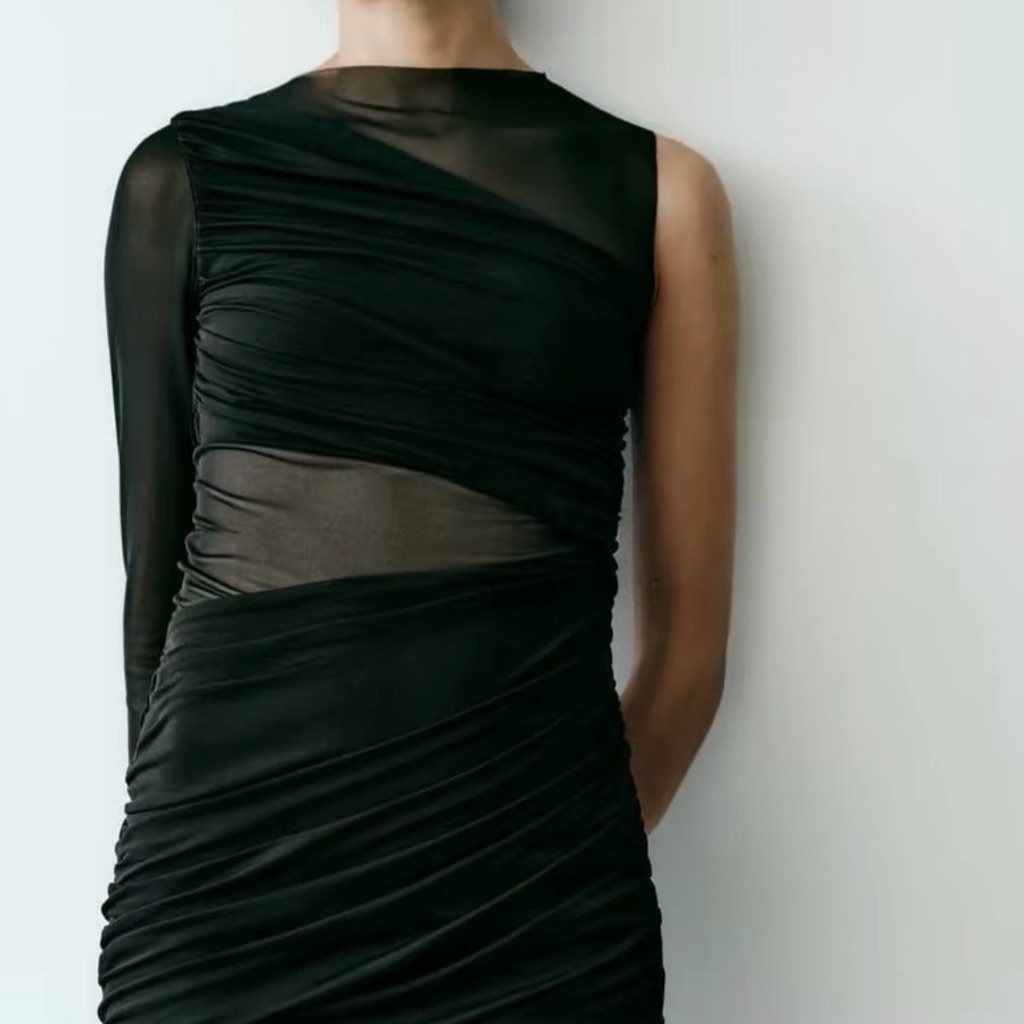Zara One Shoulder Black Dress